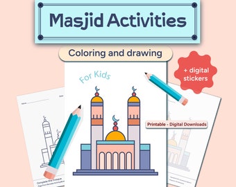 Masjid Activities for Kids - Mosque Masterpiece Awaits! Draw, Color, Frame, and Let Imagination Soar!