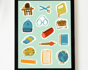 Digital School Stickers — Ages 3–8 | School Organization