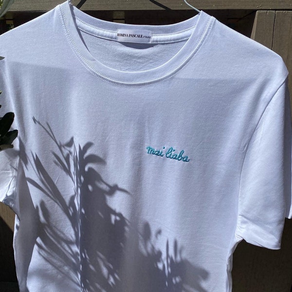 mai liaba T-Shirt Weiß mit Stickerei in Grün, M, Unisex & vegan, Bio-Baumwolle, Wies'n, Oktoberfest, fair share produziert