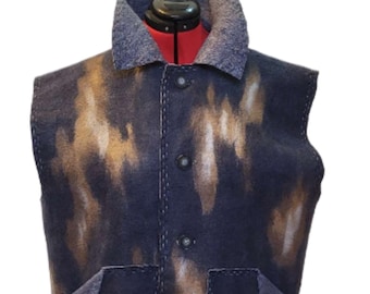 Felted wool vest for men, dark gray, hand felted