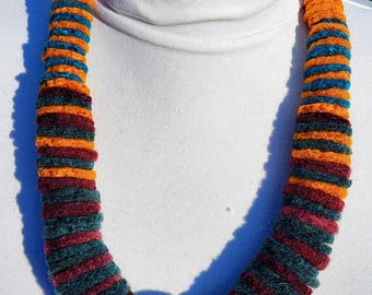 Felted Merino Wool Statement Necklace: Chunky Bohemian Tribal Jewelry