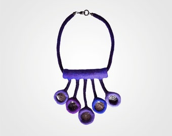 Purple  Felted necklace with sequins
