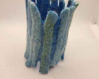 Handmade Felted Wool Cuff Bracelet: 3D Textured Art to Wear