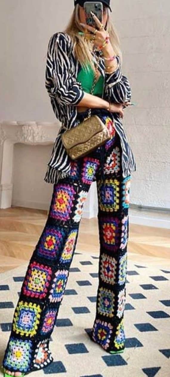 Black crochet pants discount