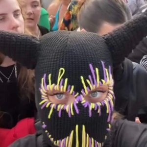 Balaclava Gothic  Crazy Mask, made to order ski mask, balaclava with horn,fox ear balaclava, festival balaclava,