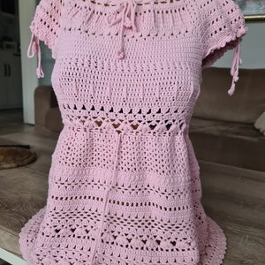 Y2K Crochet Blouse, crochet top, handmade Crochet Blouse new design by Tülay for 2025, made to order
