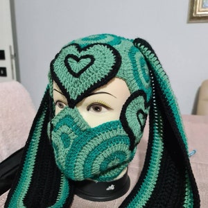 Crazy Hearts Bunny Balaclava Gothic  Mask