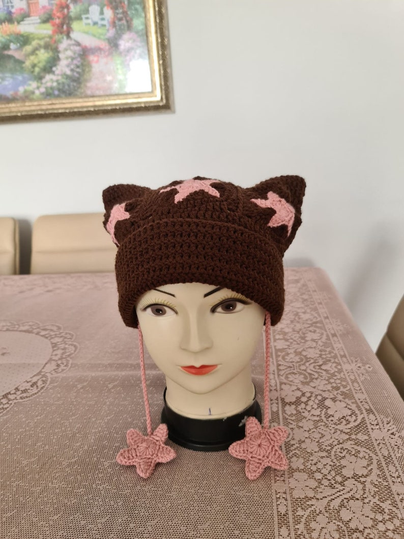 Handmade Cat Beanie With Star Details Etsy