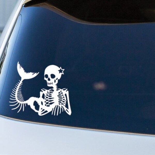 Skeleton Mermaid Vinyl Decal // Get Off My Tail // Car Decal // Outdoor Vinyl // Window Decal