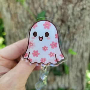 Flower Ghost Acrylic Badge Reel