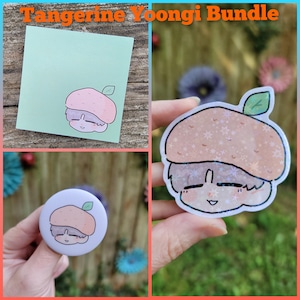 BTS Tangerine Yoongi Suga Notepad Notes | Bundle Pack w/Sticker and Button Pin Available | Epoxy Acrylic Keychain