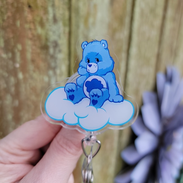 Cute Pouty Bear Acrylic Badge Reel