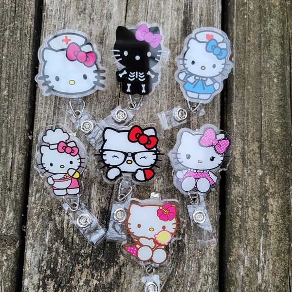 Kitty Inspired Acrylic Badge Reels