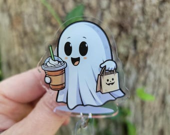 Ghost Acrylic Badge Reel Alligator Clip
