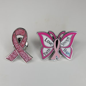 Breast Cancer Awareness Pins Pink Ribbon Butterfly October
