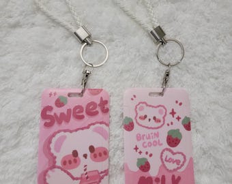Kpop Photocard Holder Strawberry ID Holder Keychain Bagcharm Kawaii