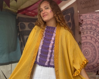 Kimono-Cardigan aus Bio-Baumwolle – Blockdruck-Cover-Up – Boho-Sommer-Layer