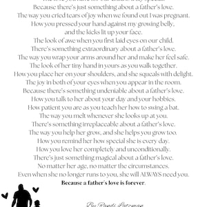 A Father's Love Poem from daughter–Printable Father's Day Gift | Sentimental Gift for Dad | Father's Day Poem from Child | Gift for New Dad