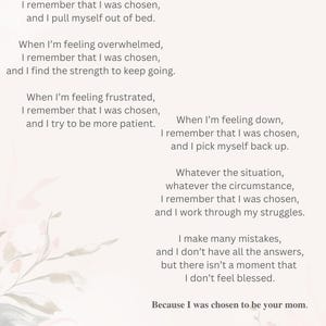 Inspirational Motherhood Poem Printable | Wall Art Poetry Digital Print | Encouraging Words