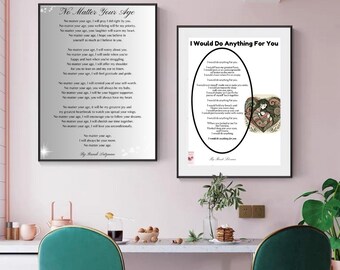 Motherhood BUNDLE Printable Poems | No Matter Your Age & I Would Do Anything for You | Digital Download Gift from Mom