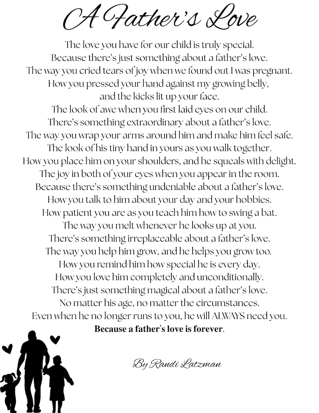 A Father's Love Poem From Son – Printable Father's Day Gift ...