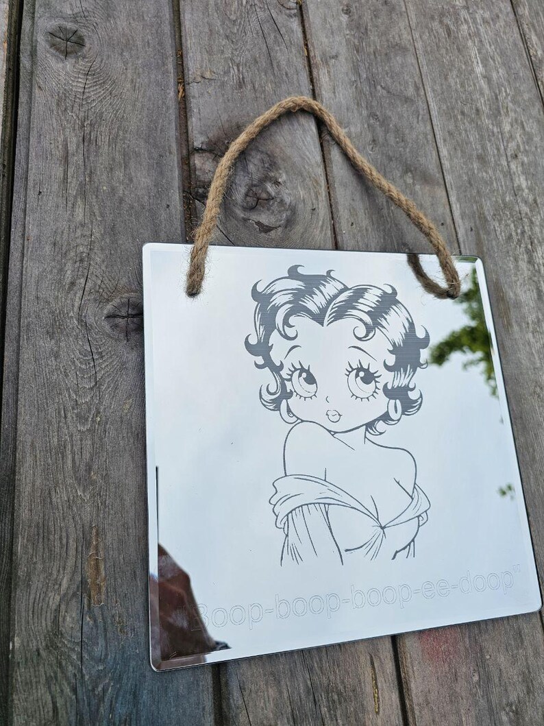 Betty Boop Engraved Mirror Sign – Retro Cartoon Wall Decor – “boop-oop ...