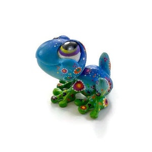 Littlest Pet Shop Custom Frog,Hand Painted Pop Art LPS Frog,Repainted LPS 2004 Frog,OOAK Art Doll