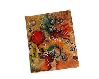 Abstract Pen and Ink Drawing, Circus Art, Whimsical Wall Decor