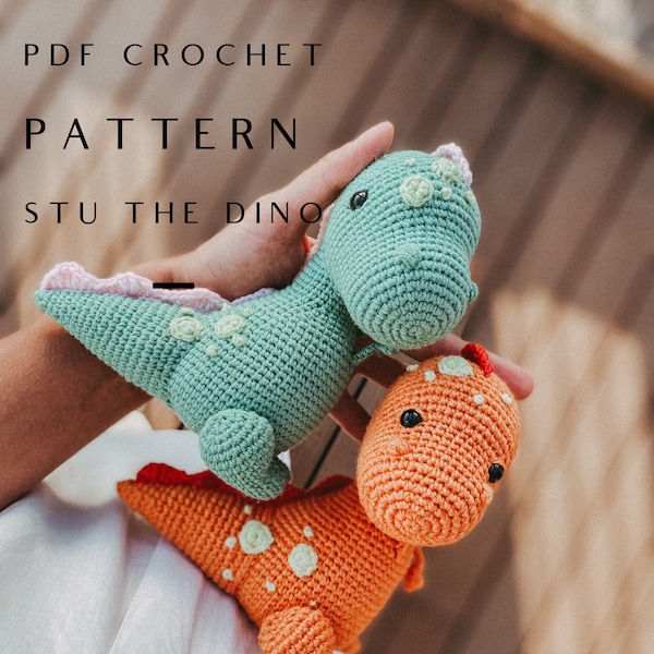 PDF Amigurumi  crochet Pattern Stu The Dino (ENG)