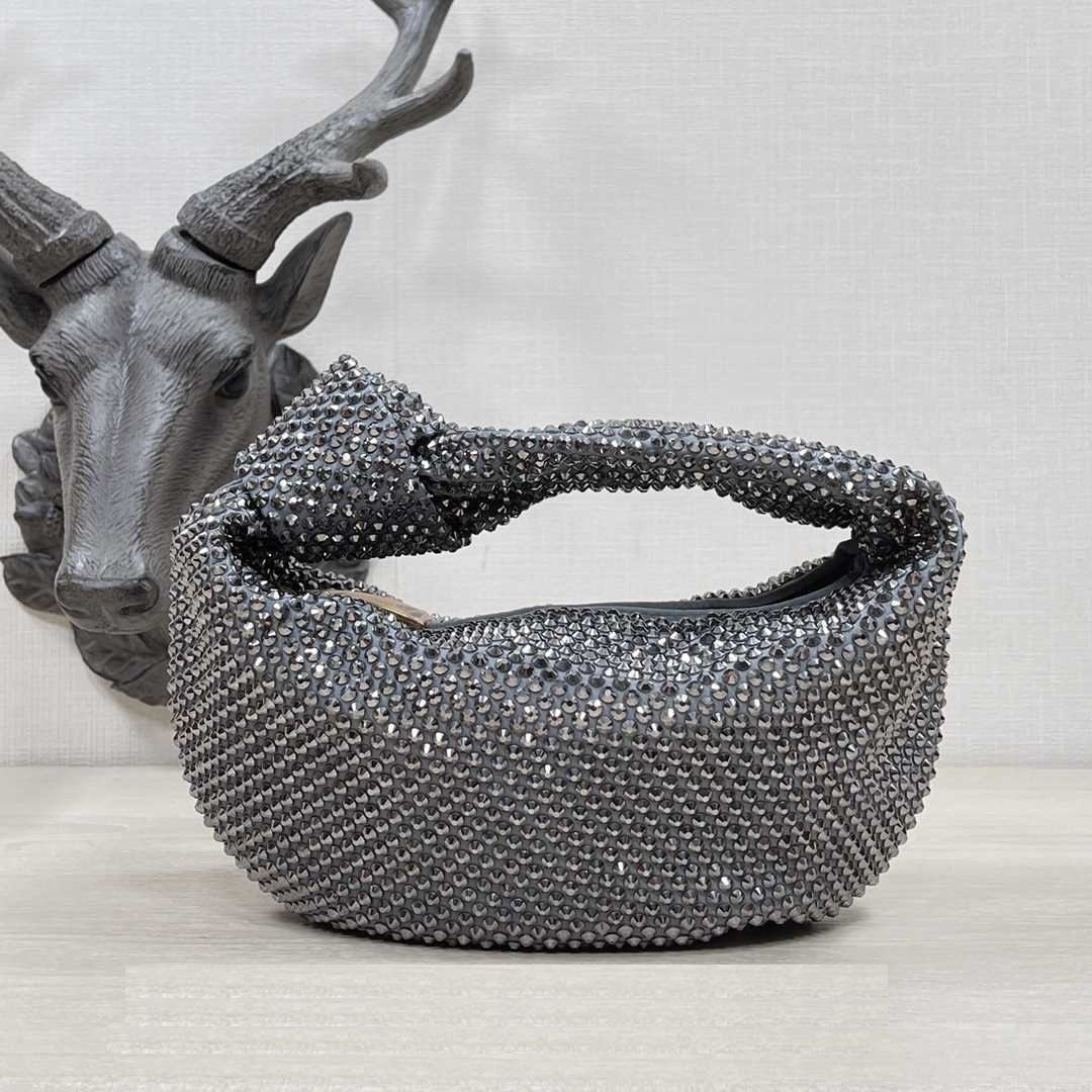Rhinestone Mini Woven Knot Handbag Bling Bling Dumpling Bag - Etsy