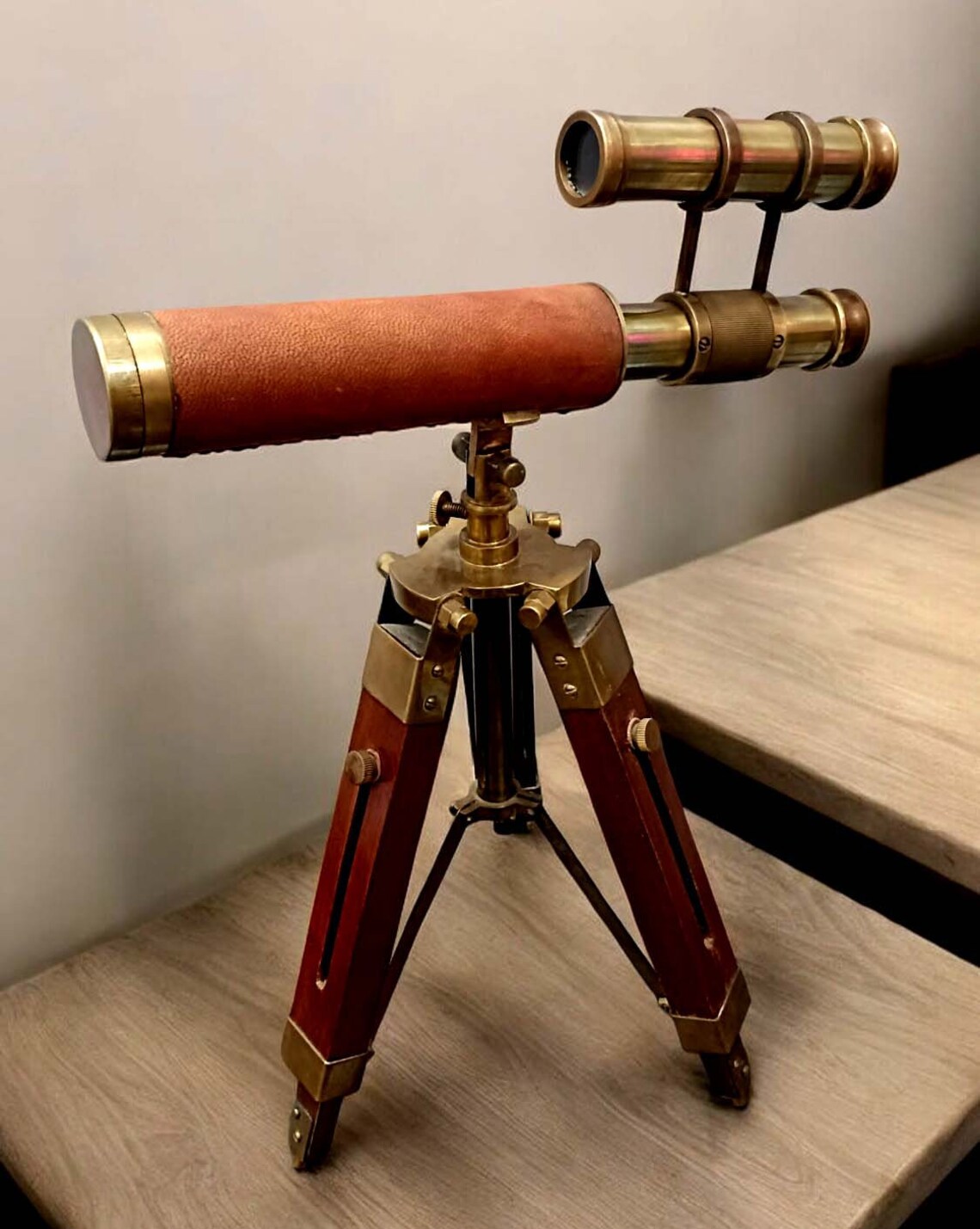 Wooden Tripod Floor Standing Telescopic Tripods Maritime