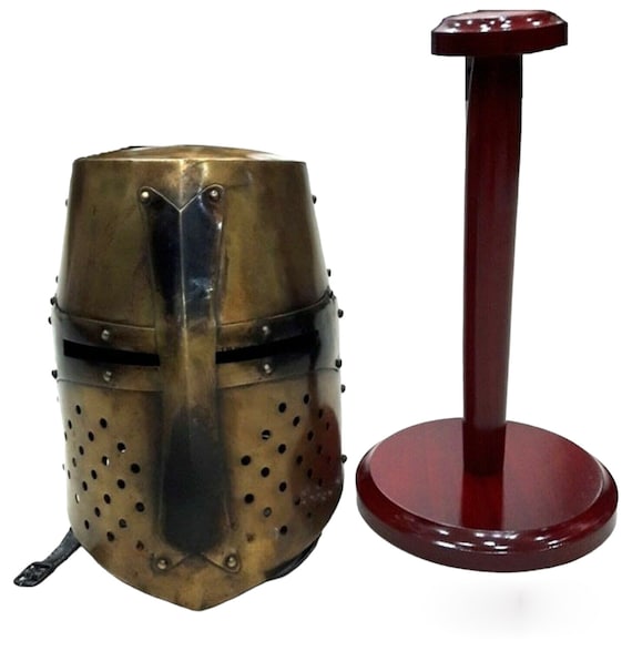 Medieval Templar Knight Helmet with Mason's Brass… - image 6