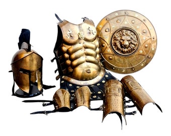 Romeins Spartaans harnas Spierset met schild, helm, armbeschermer, beenbeschermer - Perfect Halloween- of kerstcadeau