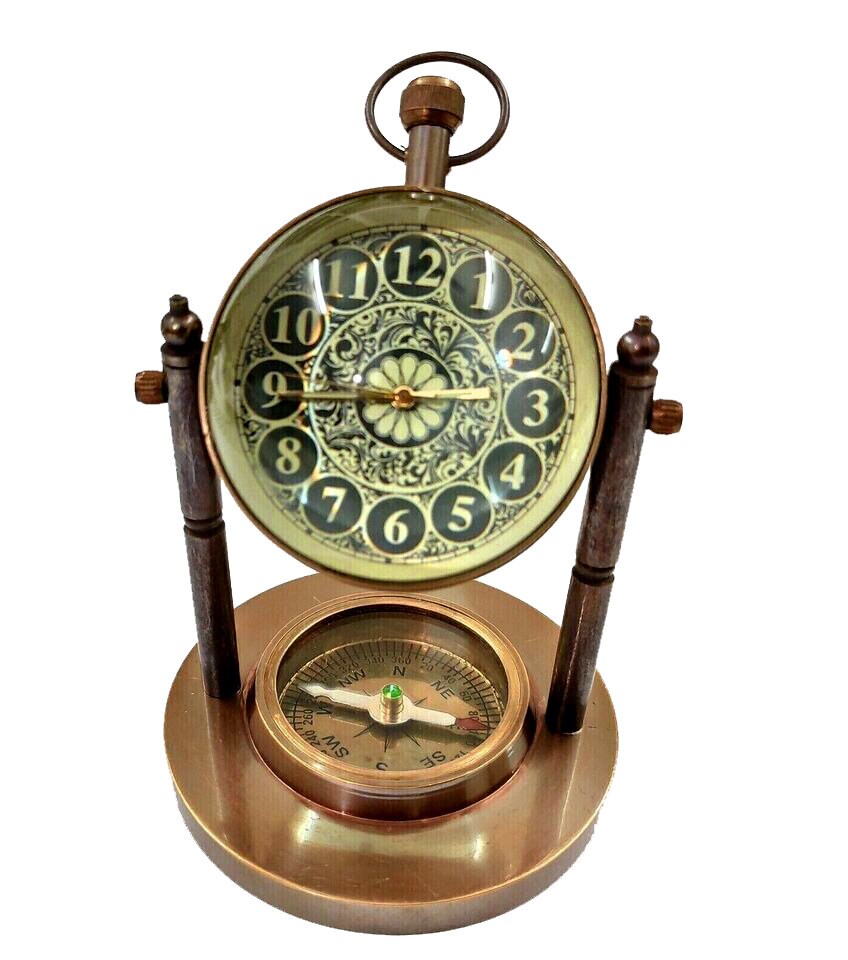 Vintage Style Brass Table Top Clock, Double Face Table Decor Clock, Home Decor, Room Decor