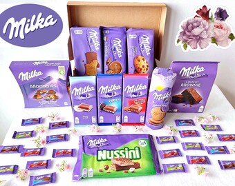 Coffret gourmand sucré à offrir - Colis gastronomique - Panier garni - Cadeau pour femme - Cadeau anniversaire -Cadeau homme-Coffret milka