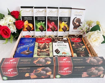 Coffret chocolats noirs - Coffret de chocolats - Cadeau pour elle - Cadeau d'anniversaire - Cadeau pour femme - Cadeau pour maman - Cadeau d'anniversaire pour homme