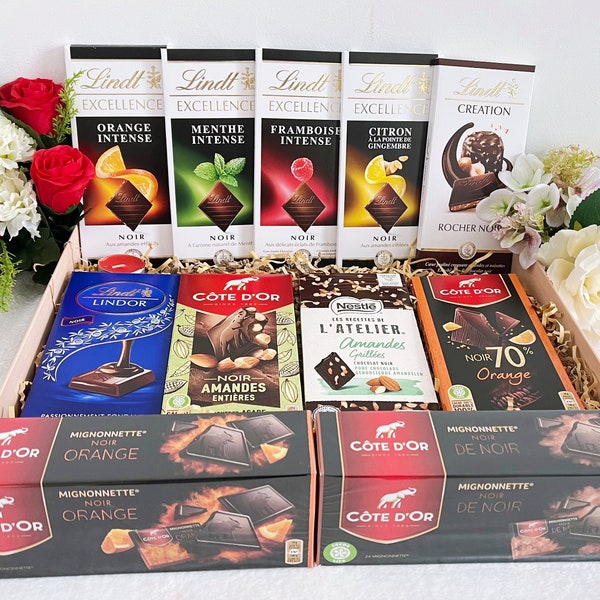 Caja de regalo de chocolates oscuros - Caja de chocolate - Regalo para ella - Regalo de cumpleaños - Regalo para mujeres - Regalo para mamá - Aniversario-Regalo para hombres