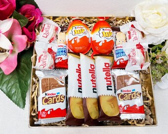 Coffret Kinder chocolats Cadeau d'anniversaire pour elle Cadeau personnalisé pour femme Panier de sélection Coffret Kinder Bueno Hippo Bonbons Coffret cadeau maman