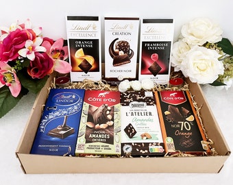 Coffret chocolats noirs - Coffret de chocolats - Cadeau pour elle - Cadeau d'anniversaire - Cadeau pour femme - Cadeau pour maman - Cadeau d'anniversaire pour homme