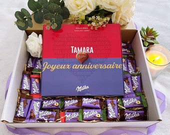 Boîte de chocolat personnalisée Milka Coffret cadeau pour femmes anniversaire détente spa bien être maitresse bon rétablissement copine