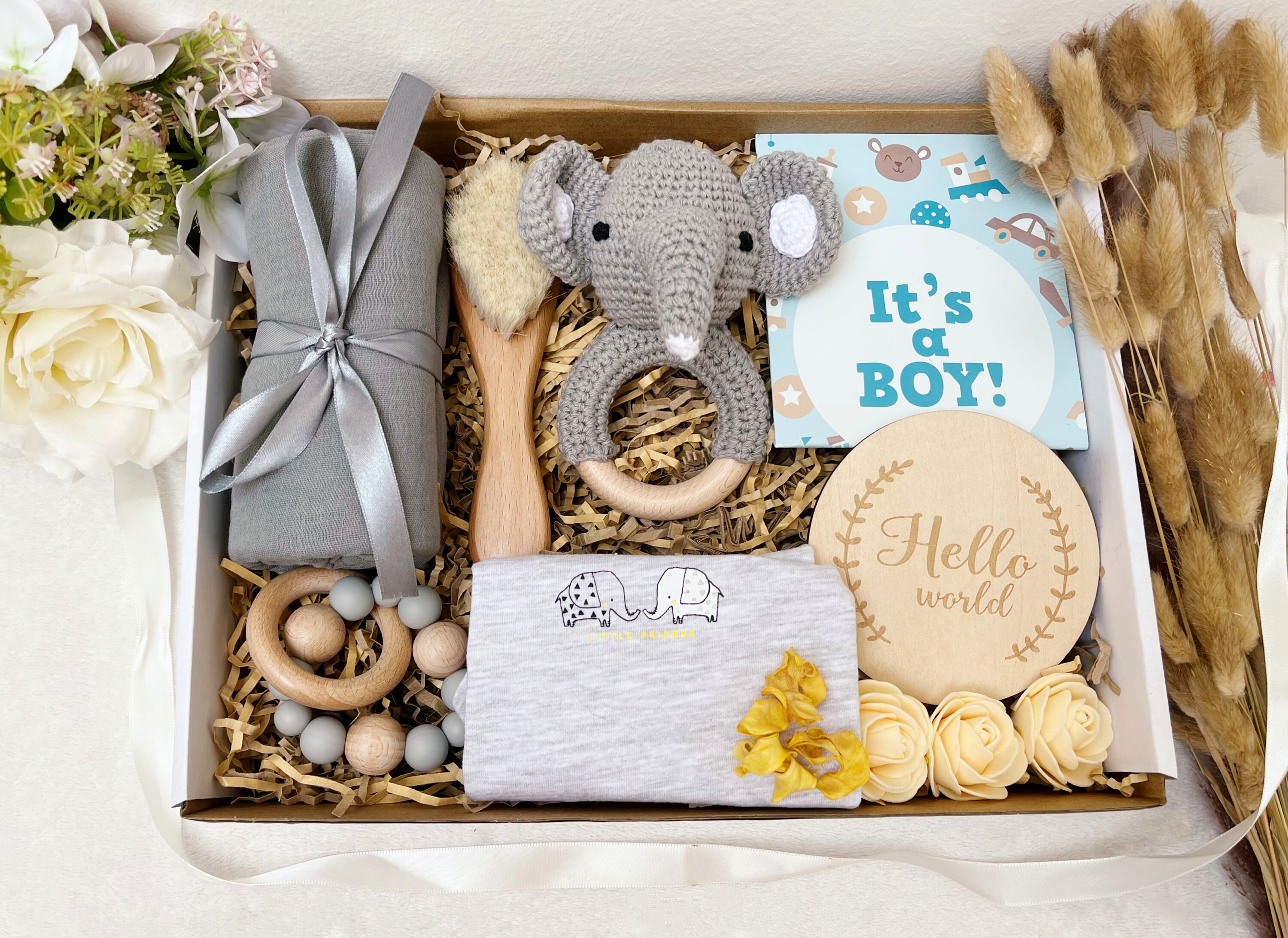 Set Cadeau Bébé - Coffret 3 pièces - Cadeau Maternité - Baby Shower -  Gender Reveal 