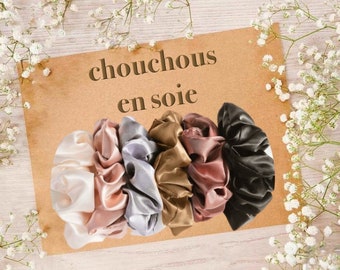 Lot de 6 chouchous cheveux chouchou en soie accessoire cheveux pour femme élastique satin chouchou chouchou doux cadeau anniversaire