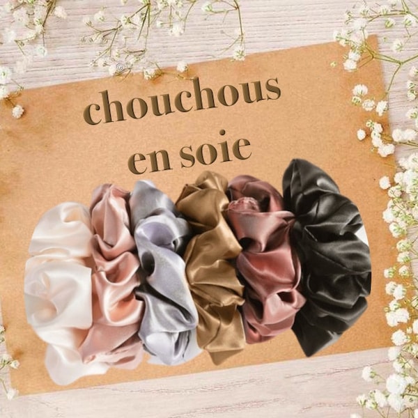 Lot de 6 chouchous cheveux chouchou en soie accessoire cheveux pour femme élastique satin chouchou chouchou doux cadeau anniversaire