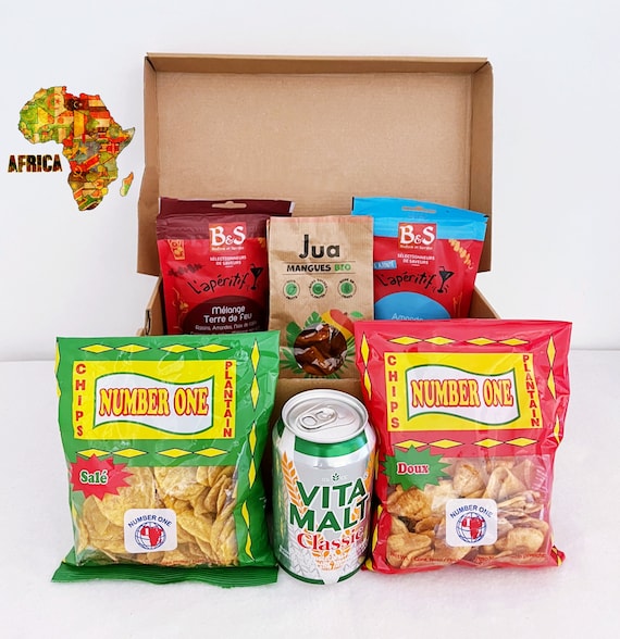 African Snacks Snack Box african Sweet and Salty Selection Banana Chips  Vita Malt Drink party Box Gift Box exotic Snacks Birthday -  Israel
