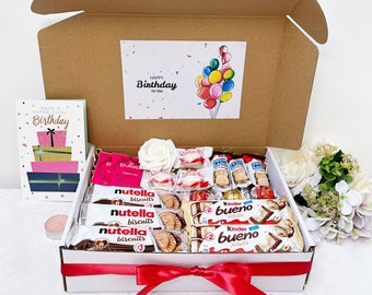 Happy birthday Gift Box for Women Birthday Gift ideas Kinder chocolates Nutella Gift for Mother custom gift for men Bridesmaids Gifts