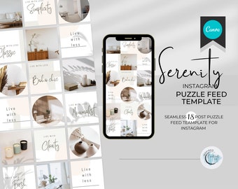 Instagram Puzzle Feed Template | Serenity Ivory | Instagram Puzzle for Canva | Classic Instagram Puzzle Feed | Instagram Puzzle Layout