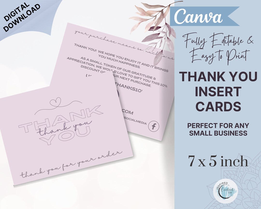 Thank You Thank You Card, Thank You Business Insert Cards, Appreciation ...