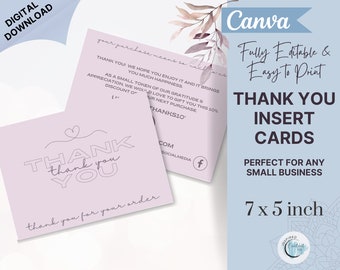 Thank you Thank you Card, Thank you business insert cards, Appreciation card packaging inserts, printable thank you note, Thanks for orders