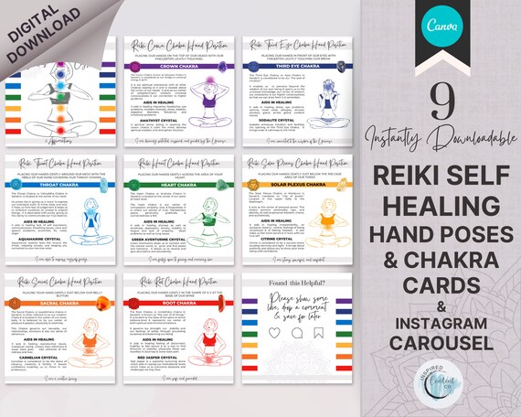 Self Healing Reiki Hand Position Reference Cards Reiki - Etsy Canada