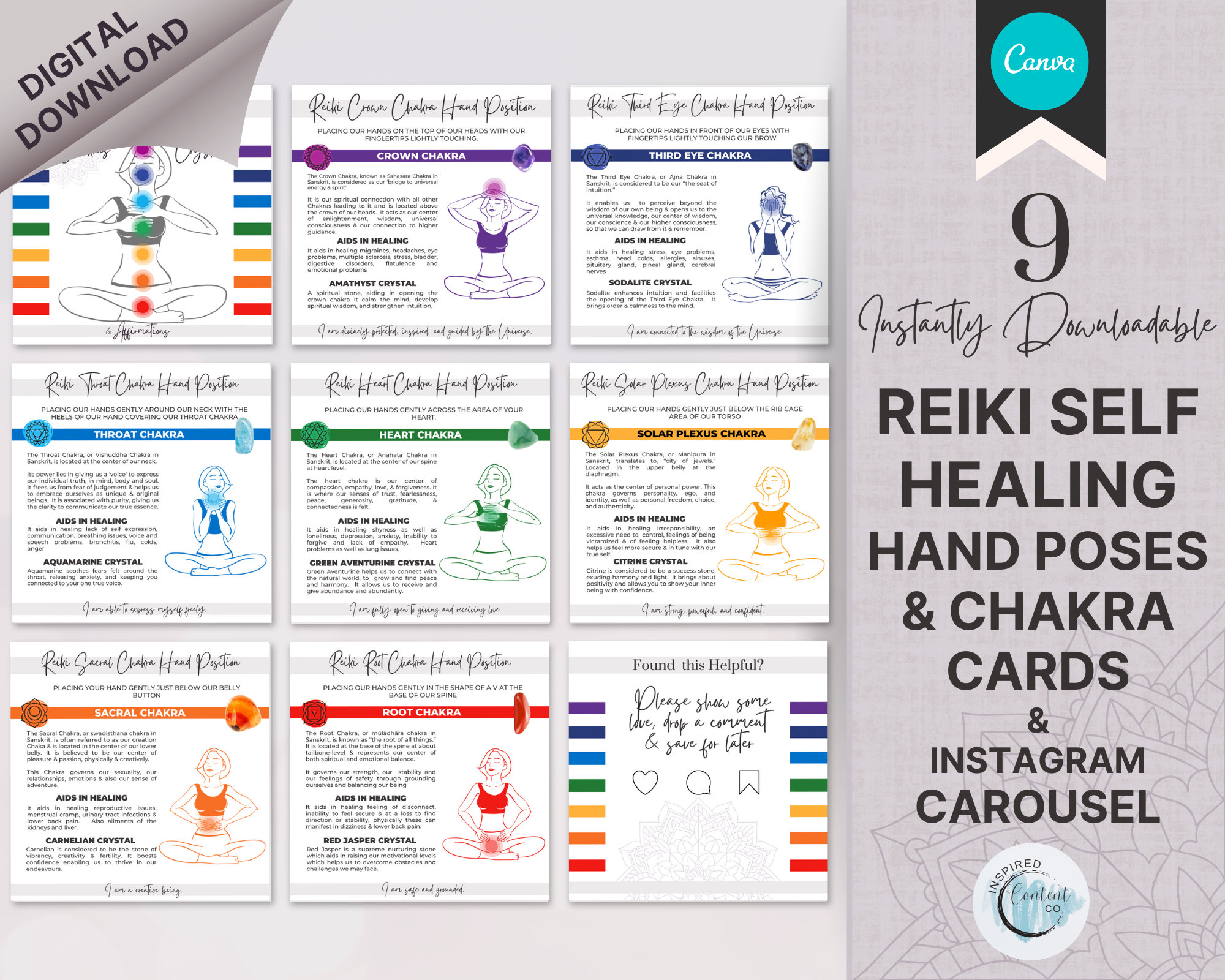 Self Healing Reiki Hand Position Reference Cards Reiki - Etsy Canada
